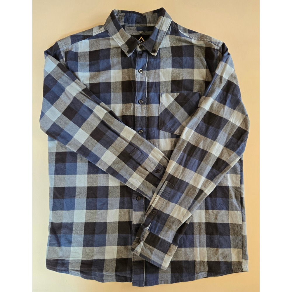 Ripzone Mens Small Blue Black Buffalo Plaid Flannel Button Down Shirt Stretch